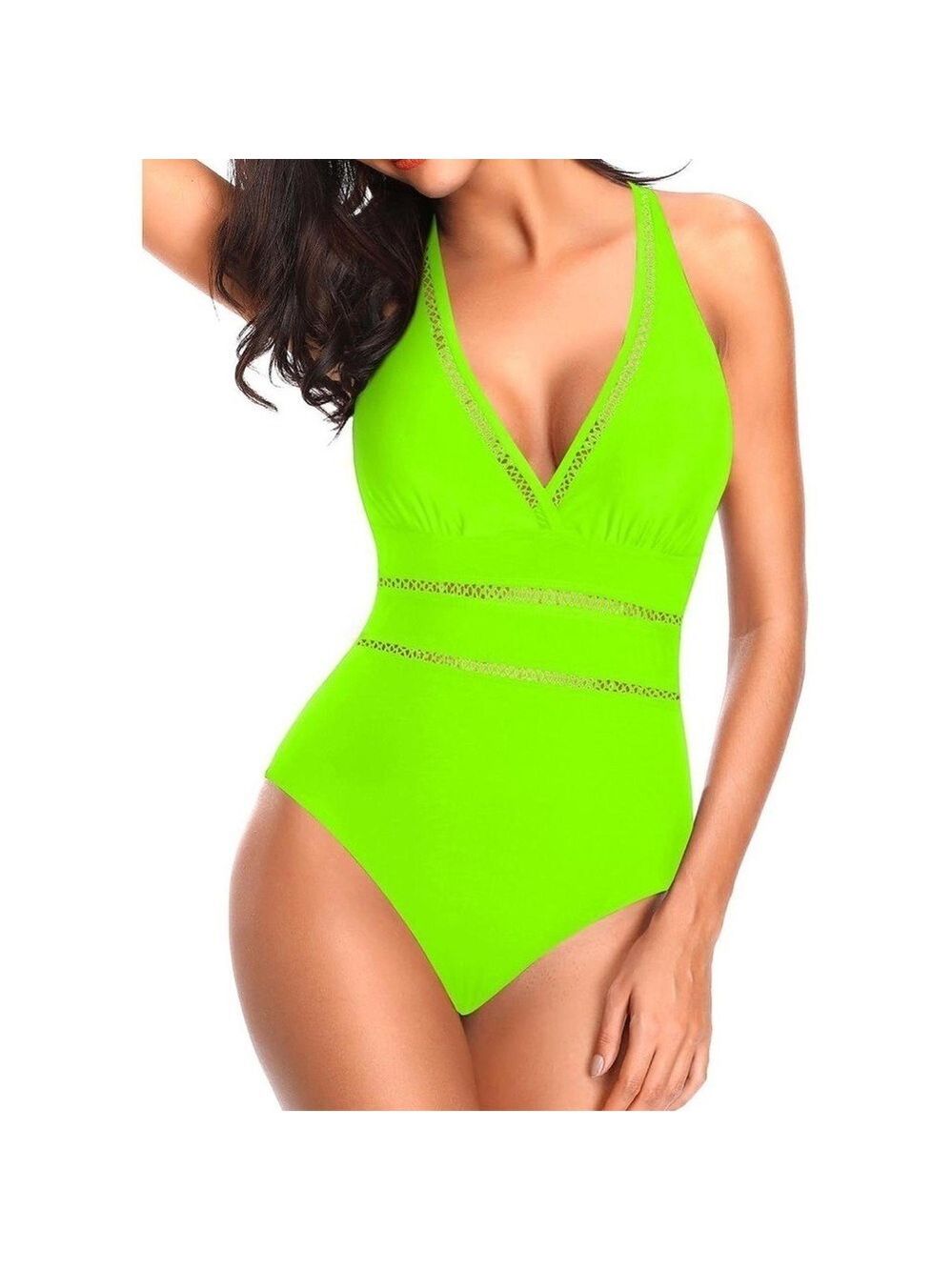Neon Green Halter Swimsuit Small